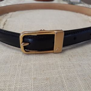 Leather Belt Black Liz Claiborne 90s Full Grain Slim Thin Minimalist